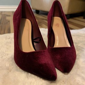 Burgundy Velvet Heels